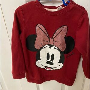 Disney H&M Minnie Maroon Sweatshirt With Glittery Bow❤️🎀